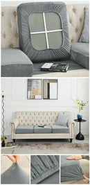 2 Pcs Grey Elegant Polyester Sofa Cover - Full Protection Against Cat Scratches & Wear