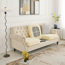 2 Pcs Beige Elegant Polyester Sofa Cover - Full Protection Against Cat Scratches & Wear