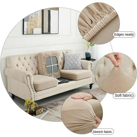 2 Pcs Coffee Elegant Polyester Sofa Cover - Full Protection Against Cat Scratches & Wear