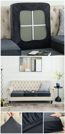 2 Pcs Dark Grey Elegant Polyester Sofa Cover - Full Protection Against Cat Scratches & Wear