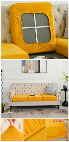 2 Pcs Yellow Elegant Polyester Sofa Cover - Full Protection Against Cat Scratches & Wear