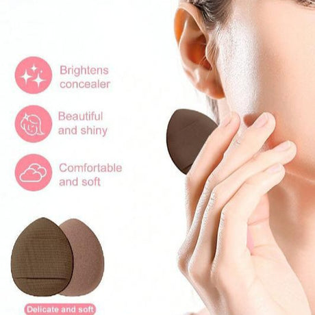 3 Pcs Brown 20PC Makeup Sponge Set - Flannel Headband, Crystal Velvet Puffs, Non-Latex Beauty Blenders for Flawless Application