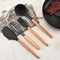 Red And Brown 12-Piece Silicone Kitchen Utensil Set - Non-Stick Food-Grade Silicone Cooking Tools with Wooden Handles and Holder