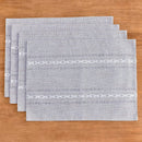 4 Pcs Blue Woven Placemats - Heat Resistant Kitchen Table Mats, Coffee Tea Cup Coasters, Linen Blend Dining Decor