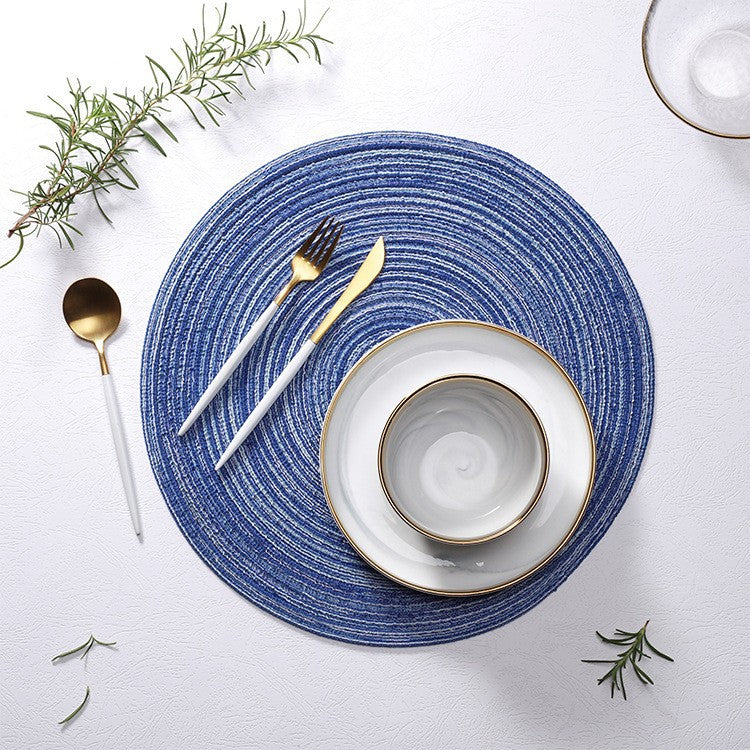 8 Pcs Dark Grey Woven Round Placemat - Non-Slip, Heat-Resistant Dining Table Mat,  30cm