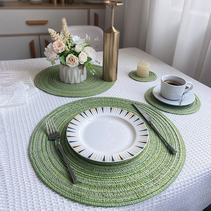 8 Pcs Dark Grey Woven Round Placemat - Non-Slip, Heat-Resistant Dining Table Mat,  30cm