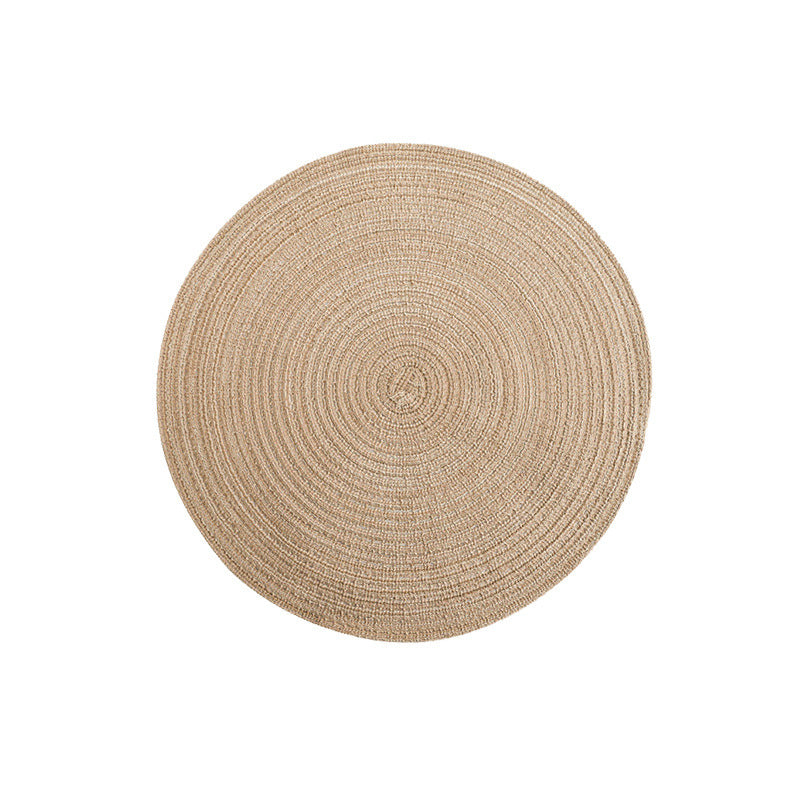 8 Pcs Khaki Woven Round Placemat - Non-Slip, Heat-Resistant Dining Table Mat,  30cm