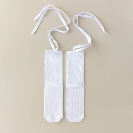 3 Pcs White Non-Slip Yoga Socks with Cross Straps - Cotton Pilates Dance Socks for Women, Lightweight Comfort