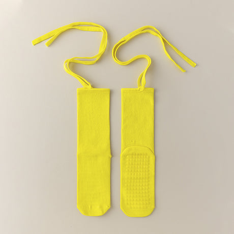3 Pcs Yellow Non-Slip Yoga Socks with Cross Straps - Cotton Pilates Dance Socks for Women, Lightweight Comfort