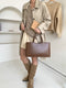 Black Large Capacity Tote Bag - Minimalist PU Leather Handbag for Daily Commute