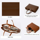 Coffee Large Capacity Tote Bag - Minimalist PU Leather Handbag for Daily Commute