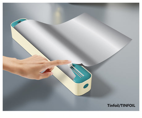 2 Pcs Beige And white Bidirectional Cling Film Cutter - Reusable Wrap Dispenser for Cling Film, Foil, and Parchment, 36x7x5cm (Cling Film Not Included)