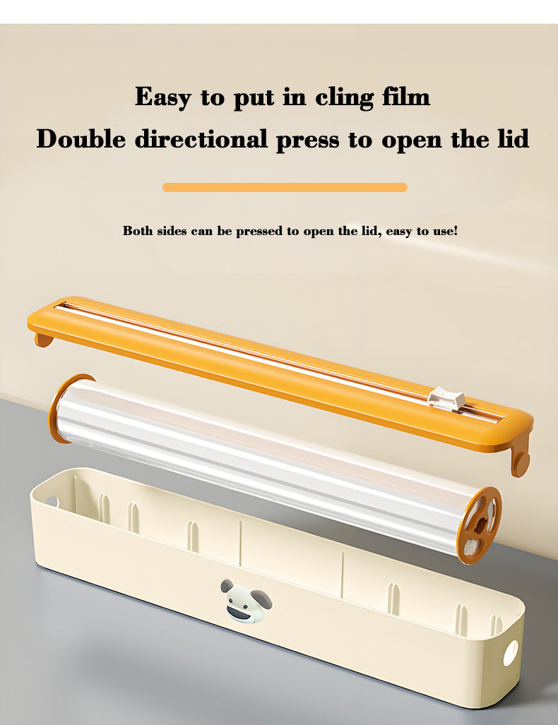 2 Pcs Beige And Black Bidirectional Cling Film Cutter - Reusable Wrap Dispenser for Cling Film, Foil, and Parchment, 36x7x5cm (Cling Film Not Included)