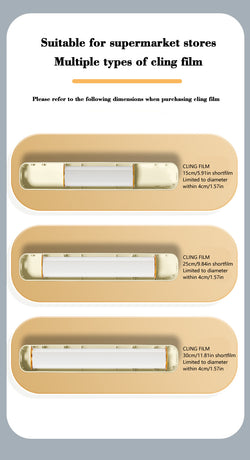 2 Pcs Beige And Black Bidirectional Cling Film Cutter - Reusable Wrap Dispenser for Cling Film, Foil, and Parchment, 36x7x5cm (Cling Film Not Included)