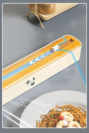 2 Pcs Beige And Yellow Bidirectional Cling Film Cutter - Reusable Wrap Dispenser for Cling Film, Foil, and Parchment, 36x7x5cm (Cling Film Not Included)