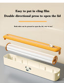 2 Pcs Beige And Yellow Bidirectional Cling Film Cutter - Reusable Wrap Dispenser for Cling Film, Foil, and Parchment, 36x7x5cm (Cling Film Not Included)