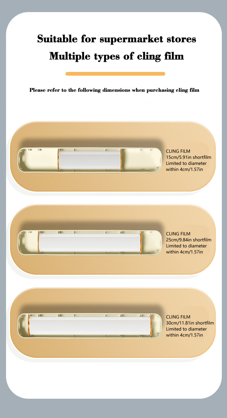2 Pcs Beige And Yellow Bidirectional Cling Film Cutter - Reusable Wrap Dispenser for Cling Film, Foil, and Parchment, 36x7x5cm (Cling Film Not Included)