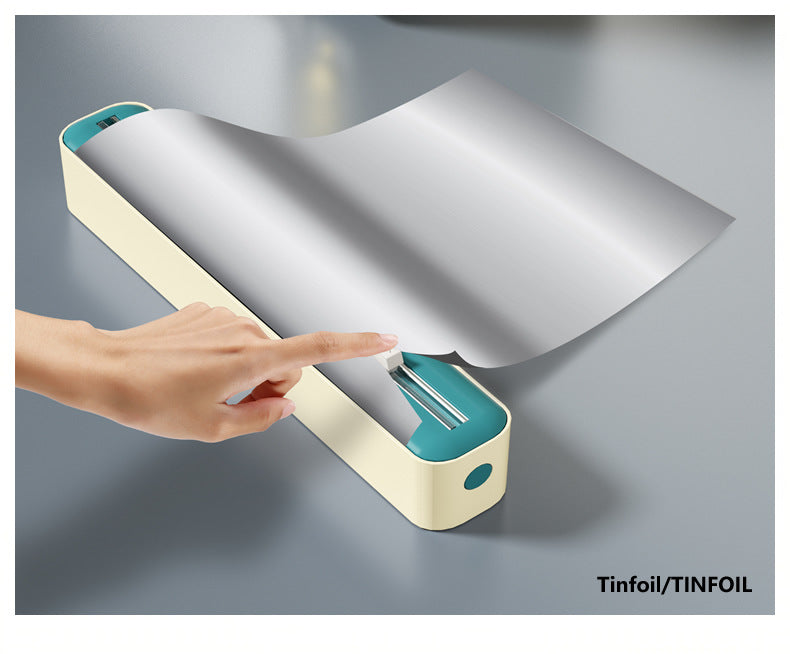 2 Pcs Beige And Green Bidirectional Cling Film Cutter - Reusable Wrap Dispenser for Cling Film, Foil, and Parchment, 36x7x5cm (Cling Film Not Included)