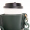 2 Pcs Khaki Detachable Chain Coffee Cup Sleeve - PU Leather Insulated Cup Holder with Handle, 16cm Top, 70g(Cup not included, only cup sleeve and chain)