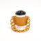 2 Pcs Yellow Detachable Chain Coffee Cup Sleeve - PU Leather Insulated Cup Holder with Handle, 16cm Top, 70g(Cup not included, only cup sleeve and chain)