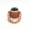 2 Pcs Brown Detachable Chain Coffee Cup Sleeve - PU Leather Insulated Cup Holder with Handle, 16cm Top, 70g(Cup not included, only cup sleeve and chain)