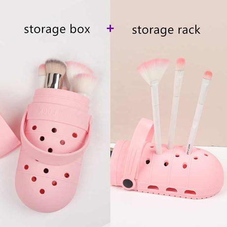 2 Pcs Pink Portable Makeup Brush Holder - Silicone Cosmetic Organizer with 21 Slots, Washable, 20x8x5cm, 170g(makeup brush not included)