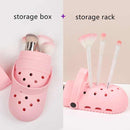 2 Pcs Purple Portable Makeup Brush Holder - Silicone Cosmetic Organizer with 21 Slots, Washable, 20x8x5cm, 170g(makeup brush not included)