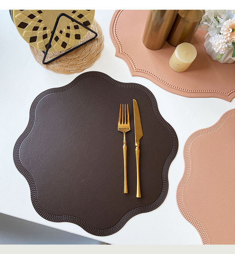 Orange Nordic Style Faux Leather Placemats Set of 4 - Heat-Resistant Waterproof Table Mats 38x38cm(cutlery not included)