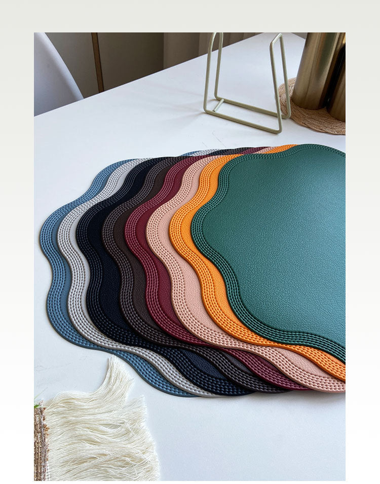 Orange Nordic Style Faux Leather Placemats Set of 4 - Heat-Resistant Waterproof Table Mats 38x38cm(cutlery not included)