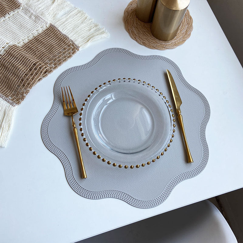 Grey Nordic Style Faux Leather Placemats Set of 4 - Heat-Resistant Waterproof Table Mats 38x38cm(cutlery not included)