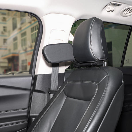 Black Car Side Headrest Pillow for Travel - Adjustable Neck Support Cushion for Rear Seat Comfort and Safety