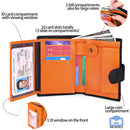 Black And Orange Men's Short Leather Wallet with RFID Protection - Genuine Cowhide Cardholder with Coin Pocket