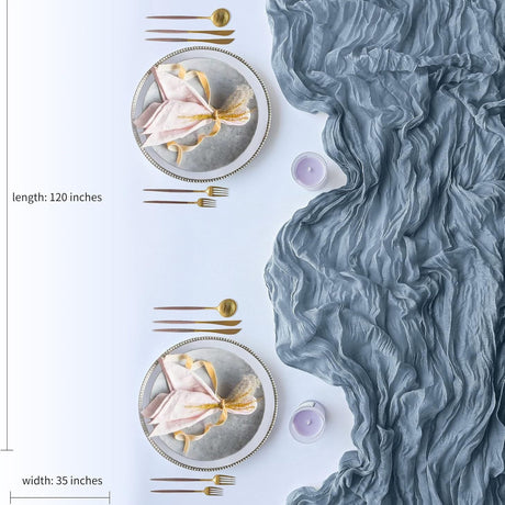 Beige Bohemian Gauze Table Runner 2-Pack - Polyester Fabric for Party and Birthday Table Decor