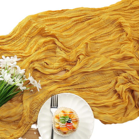 Beige Bohemian Gauze Table Runner 2-Pack - Polyester Fabric for Party and Birthday Table Decor