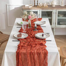 Beige Bohemian Gauze Table Runner 2-Pack - Polyester Fabric for Party and Birthday Table Decor