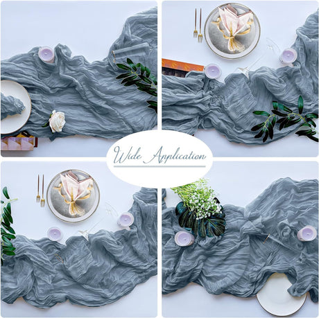 Beige Bohemian Gauze Table Runner 2-Pack - Polyester Fabric for Party and Birthday Table Decor