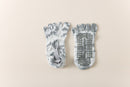 2 Pairs Grey Tie-Dye Non-Slip Yoga Socks for Women - Five-Toe Cotton Blend Socks for Pilates and Indoor Sports