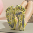 2 Pairs Yellow Tie-Dye Non-Slip Yoga Socks for Women - Five-Toe Cotton Blend Socks for Pilates and Indoor Sports