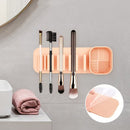 3 Pcs Khaki Silicone Makeup Brush Organizer and Cleaning Rack - Wall-Mounted Holder with Brush Cleaning Texture