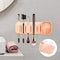 3 Pcs Khaki Silicone Makeup Brush Organizer and Cleaning Rack - Wall-Mounted Holder with Brush Cleaning Texture