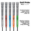 2 Pcs Blue Standard MCC PLUS4 Golf Grip - Standard Rubber and Cotton Thread Hybrid, 265 mm, 52g, Core 60