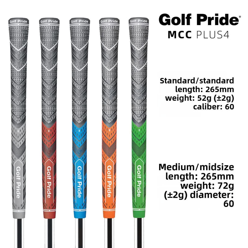 2 Pcs Orange Standard MCC PLUS4 Golf Grip - Standard Rubber and Cotton Thread Hybrid, 265 mm, 52g, Core 60
