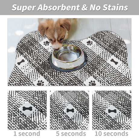 Black And White Pet Feeding Mat 45x60cm - Anti-Slip, Durable Diatom Mud Mat for Dogs and Cats, Easy to Clean