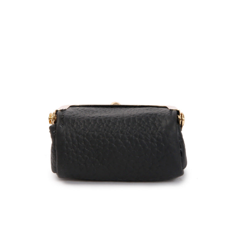 Black Mini Jewelry Pouch - Compact PU Leather Coin Purse for Earrings, Rings, and Necklaces, 6.5x5x3.5cm