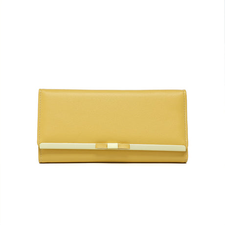 Yellow Elegant Women's Long Wallet - Clutch Purse with Zip Coin Pocket & Card Slots
