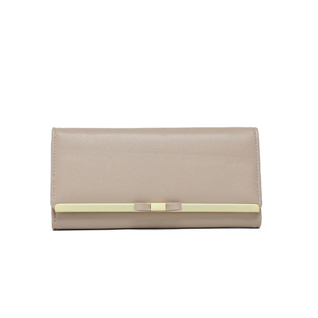Khaki Elegant Women's Long Wallet - Clutch Purse with Zip Coin Pocket & Card Slots