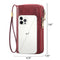 Red Double Zipper Women's Wallet - Large Capacity Clutch Organizer with Wristlet Strap