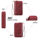 Black Double Zipper Women's Wallet - Large Capacity Clutch Organizer with Wristlet Strap