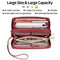Black Double Zipper Women's Wallet - Large Capacity Clutch Organizer with Wristlet Strap