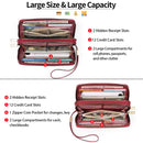 Black Double Zipper Women's Wallet - Large Capacity Clutch Organizer with Wristlet Strap